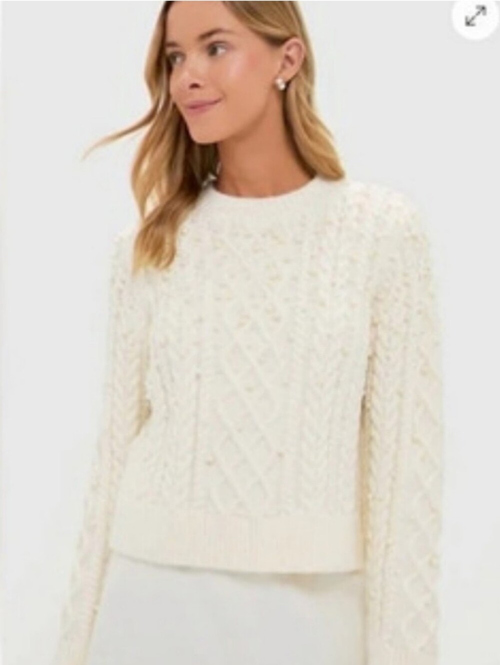 Nwt 1X $99 Cyrus Pearl Embellished Sweater in White